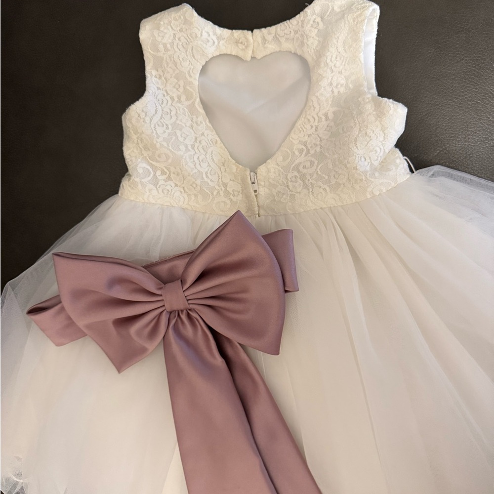 Elegant White and Purple Kids Dress